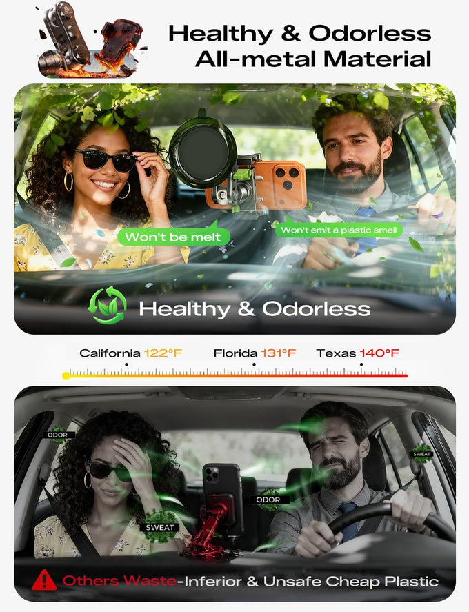MAGIC JOHN Durable Metal Phone Holders for Your Car, Windshield Car Mount