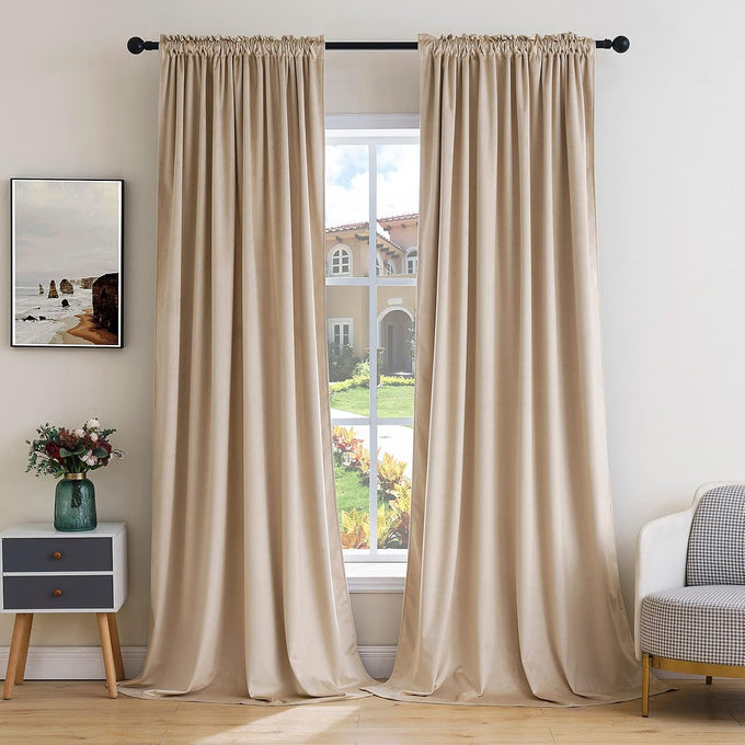 MIULEE Fall Burnt Orange Blackout Velvet Curtains 108 Inch Long 52"x108"