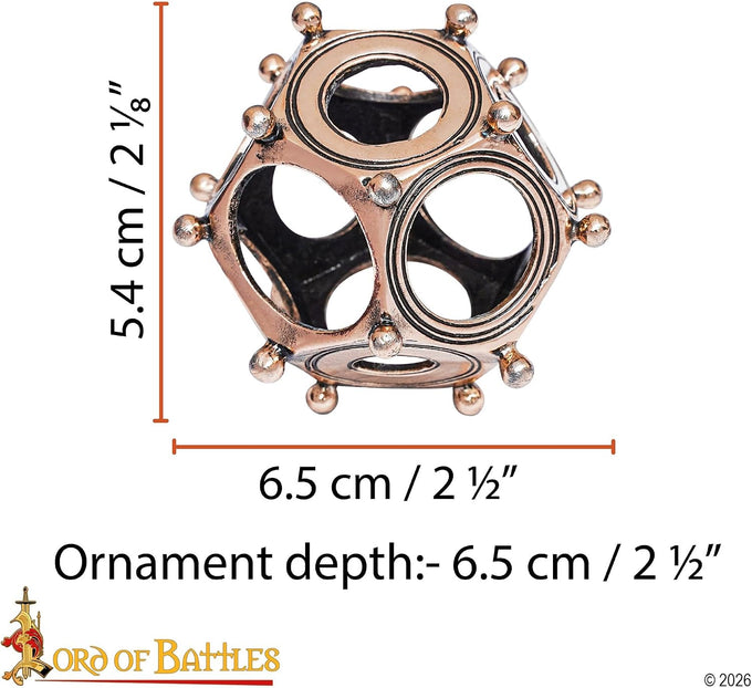 Lord of Battles Roman Bronze Metal Dodecahedron | Lost-Wax Cast Ancient Artifact Replica | Mysterious Relic for Collectors & History Lovers - 82 Grams (Solid Bronze (Antique))