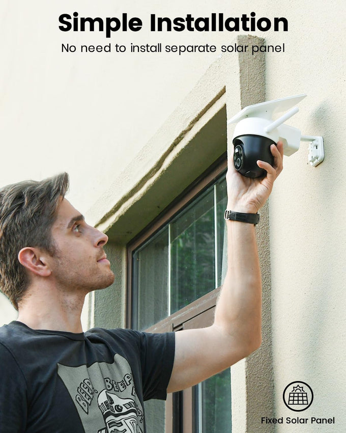 aosu Solar Camera Outdoor Wireless for Home Surveillance,Fixed Solar Panel