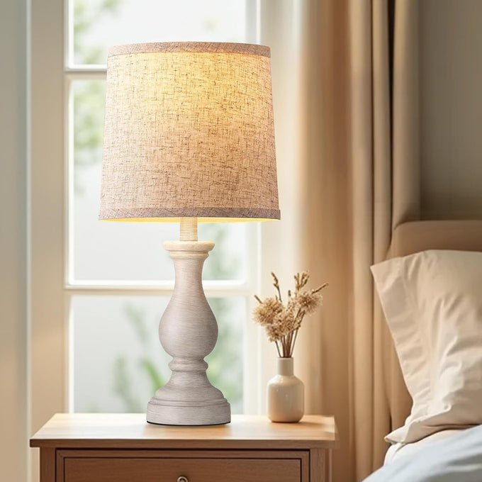22" Farmhouse Table Lamps Set of 2, Rustic Bedside Lamps for Bedroom