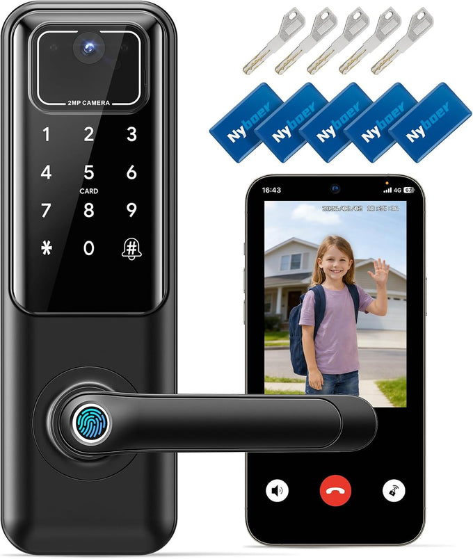 Nyboer Smart Keypad Door Lock with Handle for Front Door