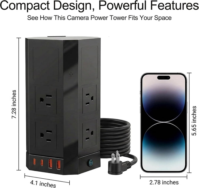Surge Protector Power Strip with Hidden Camera for Home Office-No Night Vision