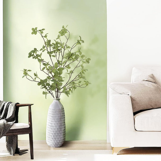 6 pcs Artificial Greenery Stems, 41.3’’ Tall Fake Plants Branches Faux Greenery Ficus Twig Leaf for Home Garden Shop Office Desk Decoration