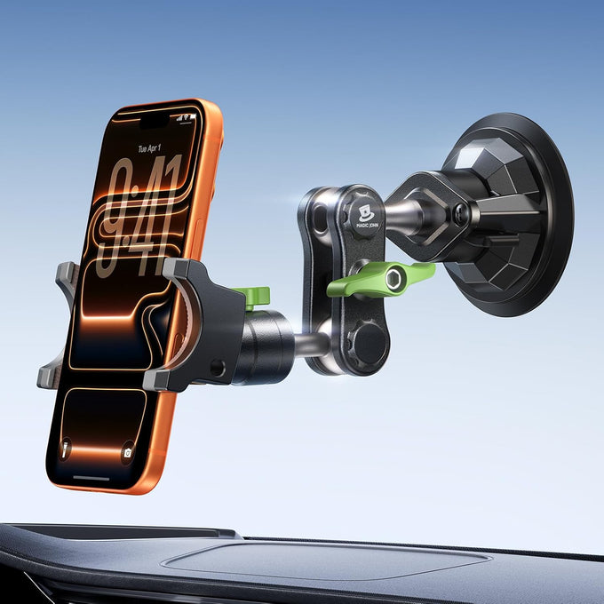 MAGIC JOHN Durable Metal Phone Holders for Your Car, Windshield Car Mount