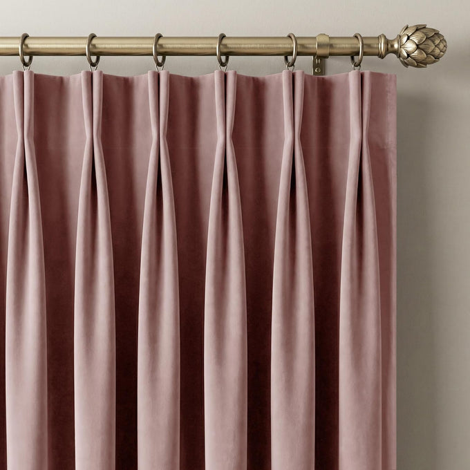 NICETOWN Girl 96 Inch Long Blush Pink Velvet Blackout Curtains Luxury Elegant Soft Pinch Pleated Drapes with Adjustable Hooks, Winter Thermal Window Treatments Classical Home Decor W40 x L96, 2 Panels