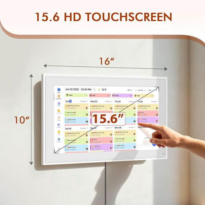 15.6" Digital Calendar - Touchscreen Smart Family Planner & Chore Organizer