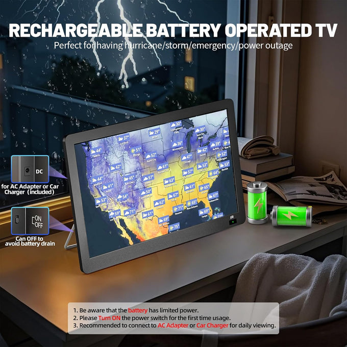 14 inch Portable TV with Upgraded Antenna, LCD Monitor 1080P