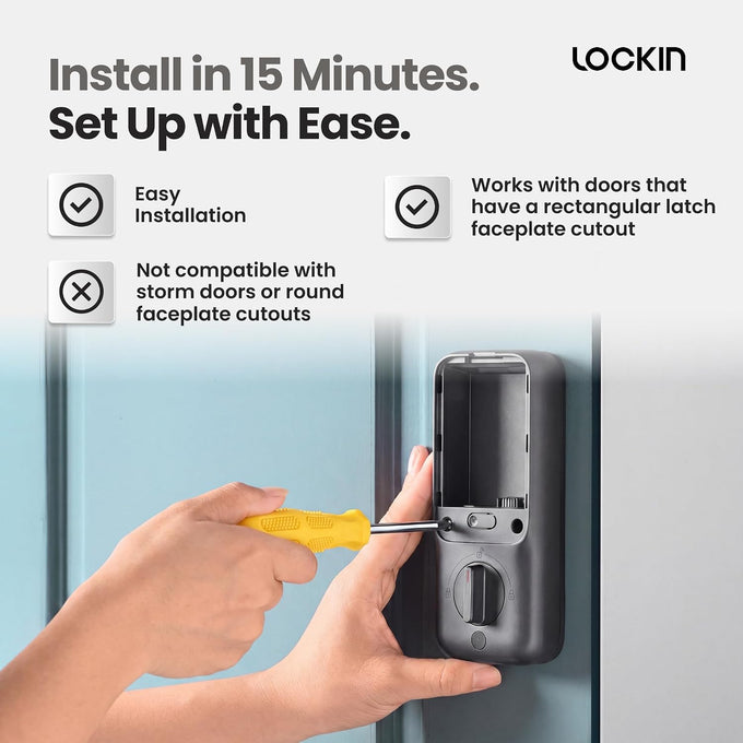 Lockin Veno Plus Smart Lock with Camera, Palm Vein Entry, 2K 180° Video