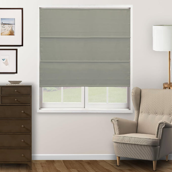 Chicology Cordless Roman Window Shade, Belgian Flax, 31"W x 64"H