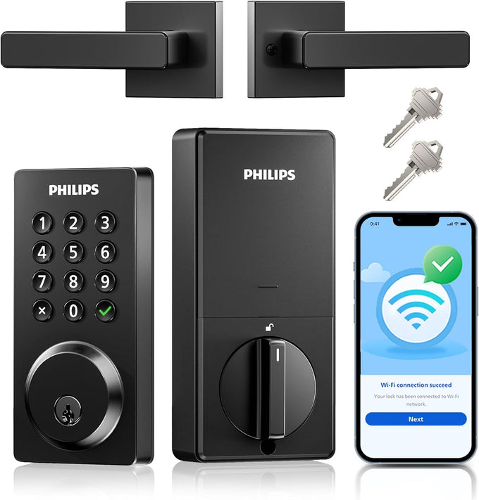 Philips WiFi Keypad Door Lock with Handle, App Control Smart Deadbolt Lock