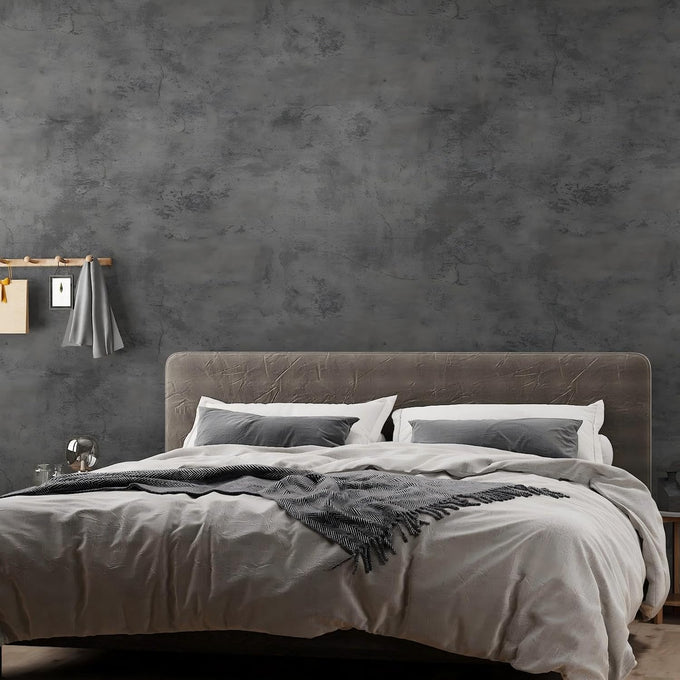 JSEVEM 31"×354" Light Brown Concrete Wallpaper Peel and Stick Industrial Beige Gray Cement Contact Paper Vinyl Warp Matte Textured Self Adhesive Wall Paper for Bedroom Bathroom Office Walls
