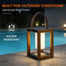 Solar Yard Outdoor Solar Lanterns, Solar Lamp Decorative Outdoor Water-Resistant Steel Table Decor with Handle for Patio, Yard, Porch, Small Woodgrain