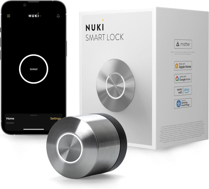 Nuki Smart Lock (Deadbolt) Keyless Entry WiFi Electronic Deadbolt with Auto-Unlock, App Control, Remote Access, Easy Installation, Smart Home for Front Door, Home & Rentals