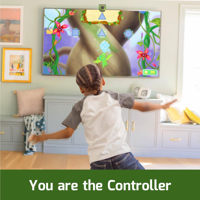 LeapFrog LeapMove Active Learning Video Game System for children aged 4-7 years. This interactive system features 25 preloaded games and adventures, exploring math, spelling, and phonics through movement across three learning levels.