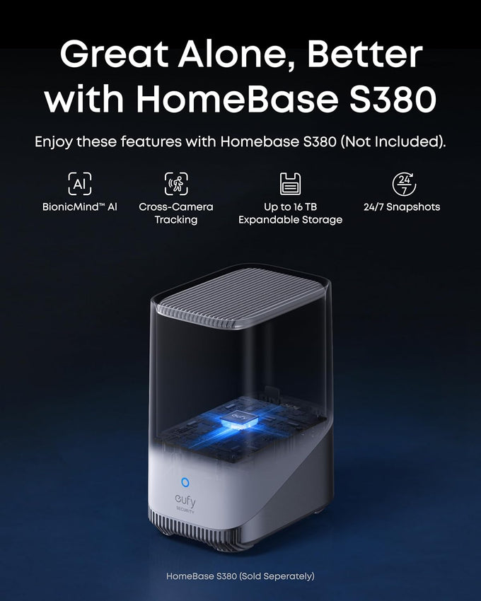 eufy Security eufyCam S4, 4K Solar Camera, 3-Lens PTZ, 360° Coverage