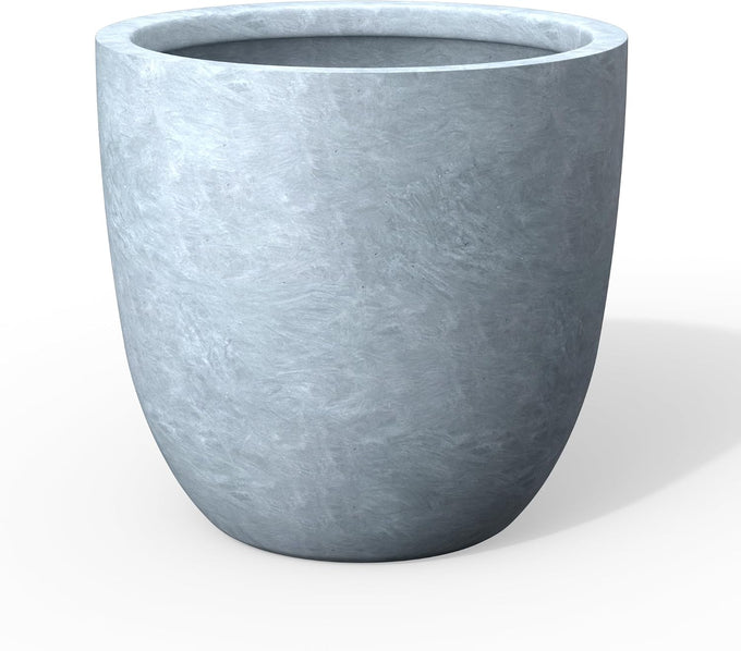 Kante Modern Home Minimalist 14" Dia Blue Gray Concrete Bowl Planter