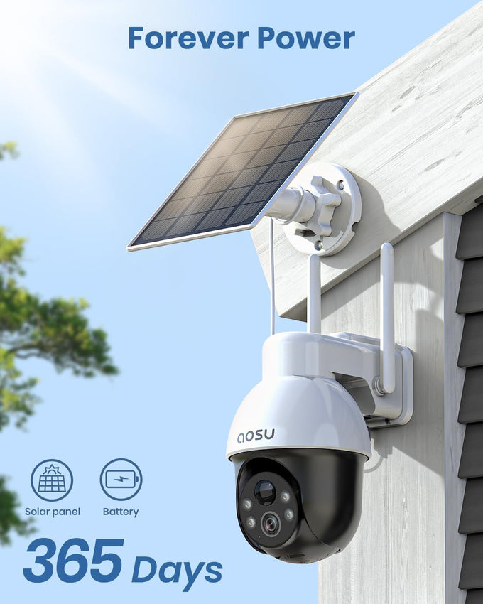 aosu 3K 5MP Solar Security Camera Wireless Outdoor PTZ 360° Smart Tracking