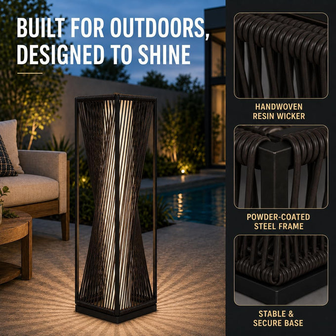 Solar Yard Outdoor Solar Floor Lamp Resin Wicker Solar Light Outdoor Waterproof for Yard, Garden, Pathway, Deck, Dazzle Dance