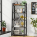 BON AUGURE 5 Tier Ladder Shelf, Leaning Bookshelf, Wood Metal Storage Shelf