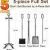 Amagabeli 5 Pieces Fireplace Tools Sets Wrought Iron Indoor Fireplace Set with Poker Tongs Broom Shovel Stand Fire Tools Outdoor Rustic Fire Poker Set Fire Place Hearth Accessories Sets Antique Pewter