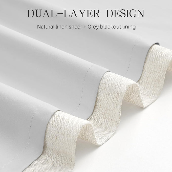 AUSSPVOCT Pinch Pleated 90 Inch Linen Curtains 100% Blackout for Bedroom