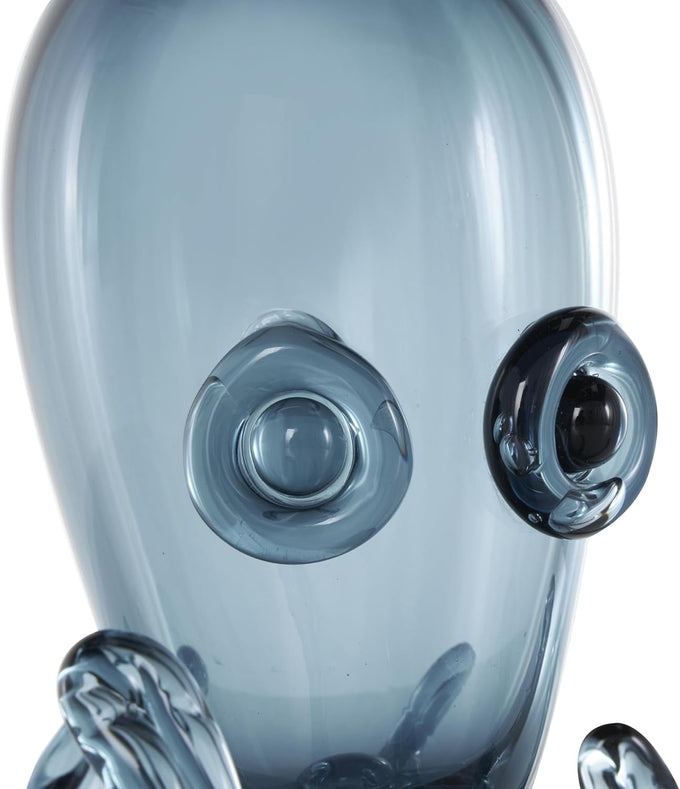 Deco 79 Glass Octopus Decorative Sculpture Cute Ombre Home Decor Statue with Curved Tentacles, Accent Figurine 9" x 9" x 8", Dark Blue