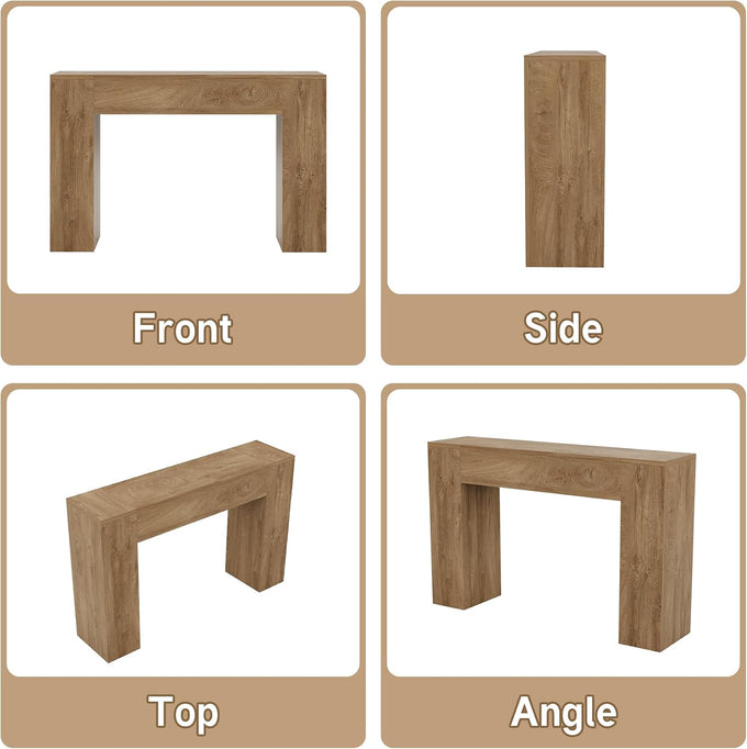 Epecoya 43-Inch Wood Console Table for Entryway, Light Oak Brown