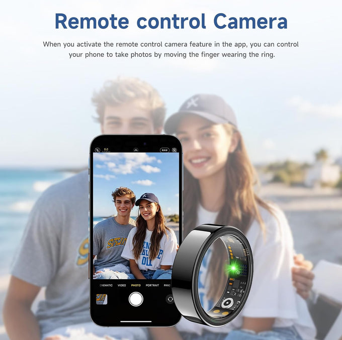 Smart Ring for Women Men, Health Tracker, Fitness Ring (Black, 9#)