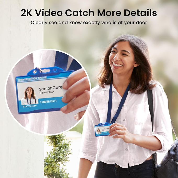 aosu Video Doorbell Camera Wireless, 2K QHD, 170° Wide Angle, 2.4 GHz WiFi
