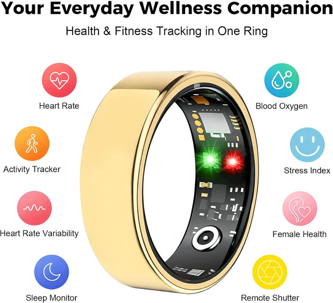 Smart Ring for Women Men, Health Tracking Ring No APP Fee (Rosegold,8)