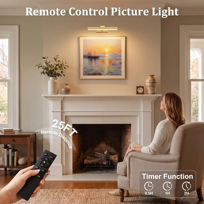 13.8" Cordless Picture Light for wall, Gold, 2 Pack