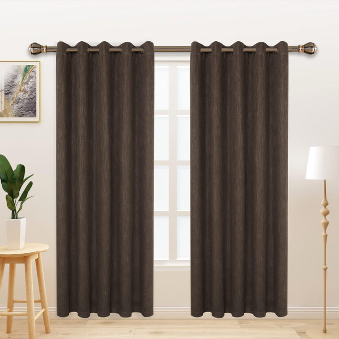 LORDTEX Linen Look Textured Blackout Curtains with Thermal Insulated Liner