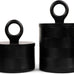 Premium Designer Black Wood Canister with Lids - Set of 2 - Decorative Jars for Kitchen Decor, Dining Room and Pantry