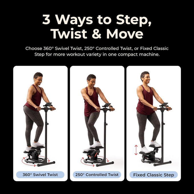 Sunny Health & Fitness Swivel Stepper w/Handlebars & 3 Motion Modes