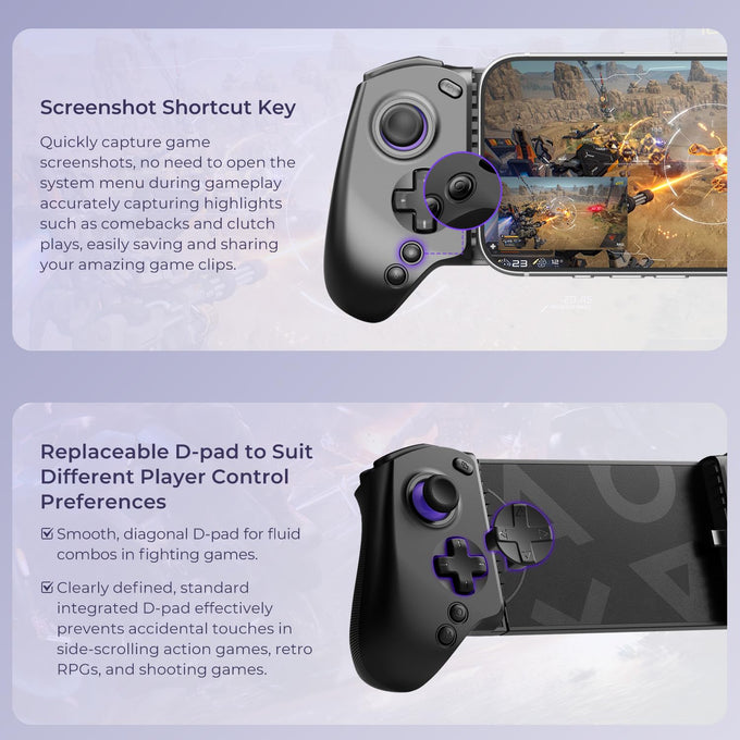 abxylute S8 Lite Type-C Mobile Gaming Controller for iPhone 18 Pro Max/iPhone Duo, iPhone15/16/17, iPad Mini 6/7 Android Phones Tablets, Portable Gamepad with Hall Joystick, Hall Trigger, Customizable Buttons＆Key Mapping, Plug and Play (black)