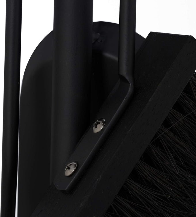 Relaxdays 4-Piece Fireplace Companion Tool Set Shovel, Brush, Poker & Holder, Modern Design, Black, 80% Steel Wood 10% Plastic, 60 x 18.5 x 16.5 cm