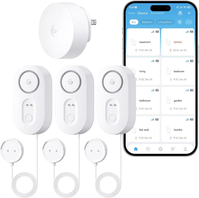 GoveeLife Upgraded Smart Water Leak Detector 1s with 4.92 ft Cable, 1 Pack