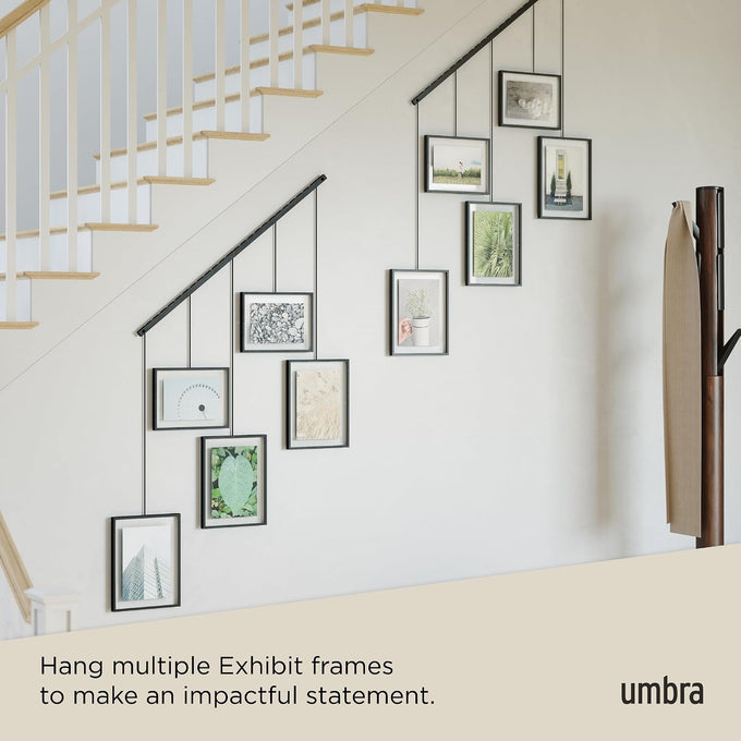 Umbra Exhibit Picture Frame Set, Adjustable Wall Mount, Set of 5, Black
