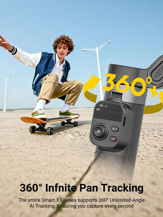 AOCHUAN Smart X3 360° Pan Rotation Gimbal Stabilizer for iPhone w/Remote