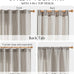 jinchan Linen Curtains 84" Charcoal Grey Stripe on Beige Back Tab 4 Panels