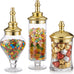 MyGift 3 Piece Clear Glass Apothecary Jars with Metallic Brass Tone Lids