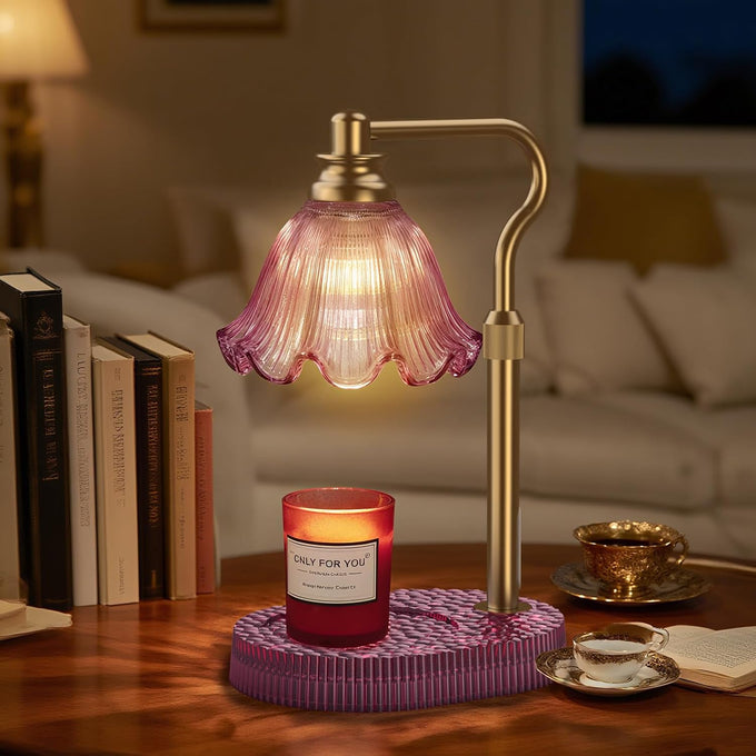 Flower Candle Warmer Lamp with Timer & 4-Level Dimmer, Adjustable Height