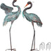 YEAHOME Garden Decor Outdoor Statues, 38"/36" Large Metal Heron Standing Yard Art, Blue Crane Lawn Sculptures Garden Decor for Outside Patio Porch Backyard, Set of 2
