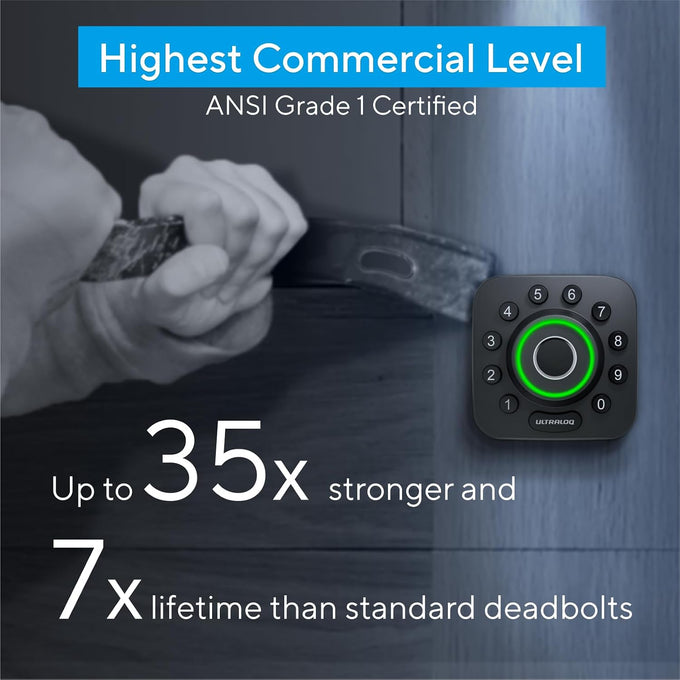 ULTRALOQ U-Bolt Pro WiFi Smart Lock with Door Sensor, App Remote Control
