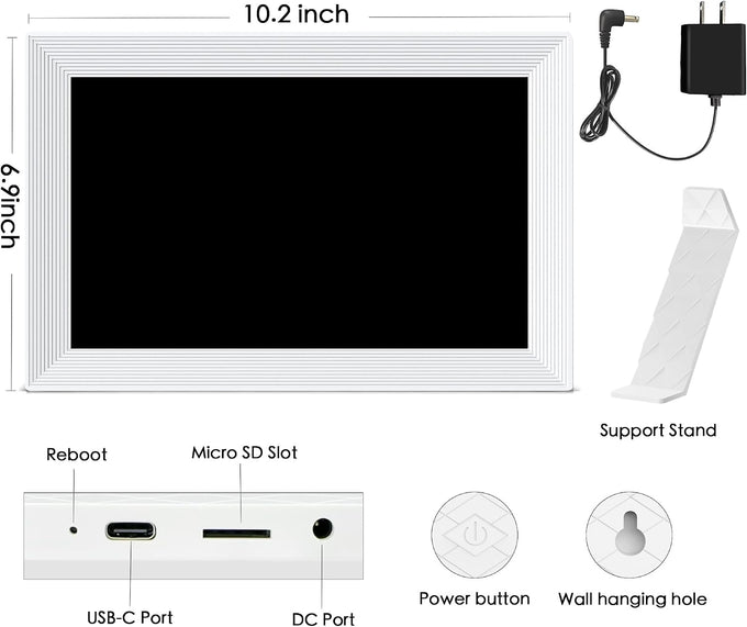 Frameo 10.1" Digital Picture Frame WiFi, Smart Electronic Photo Frame, 32GB