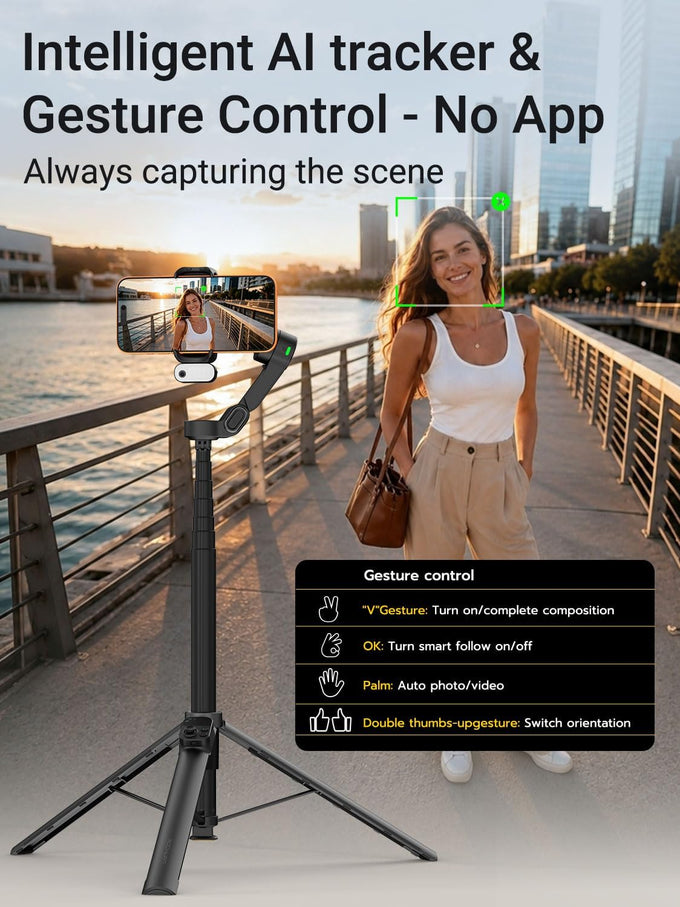 AOCHUAN Smart V3 70.9” Gimbal Stabilizer for iPhone w/AI Tracking Module