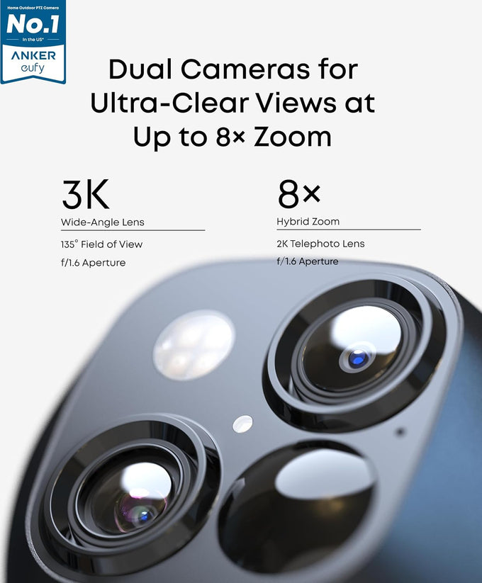 eufy Security SoloCam S340, 3K Dual-Lens Solar Security Camera