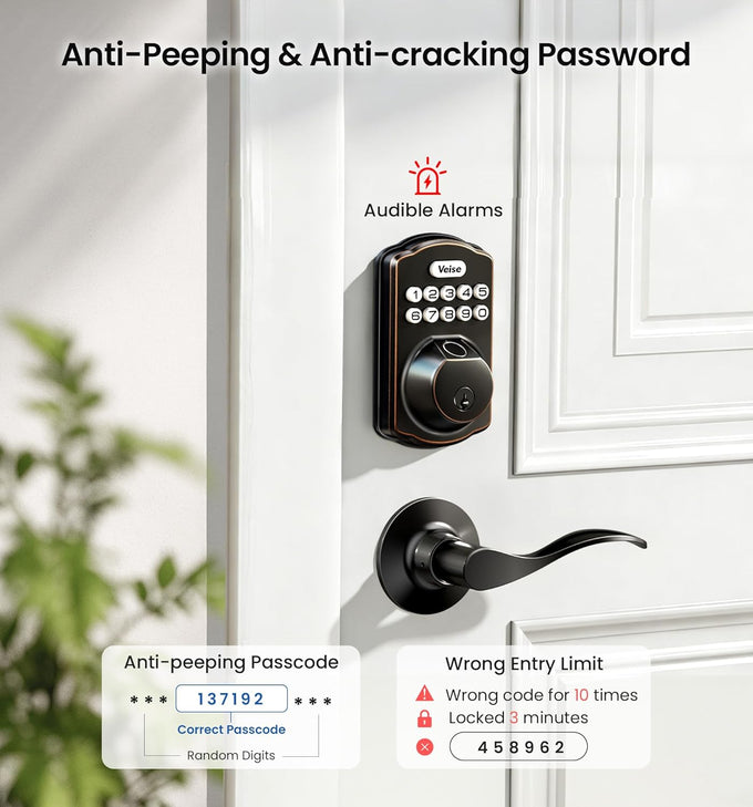 Veise KS02A Fingerprint Door Lock, Keypad Deadbolt, Oil Rubbed Bronze