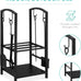 Best Choice Products 5-Piece Indoor Outdoor Wrought Iron Firewood Log Storage Rack Holder Firepit Tools Set for Fireplace, Fire Pit, Stove w/Hook, Broom, Shovel, Tongs - Black